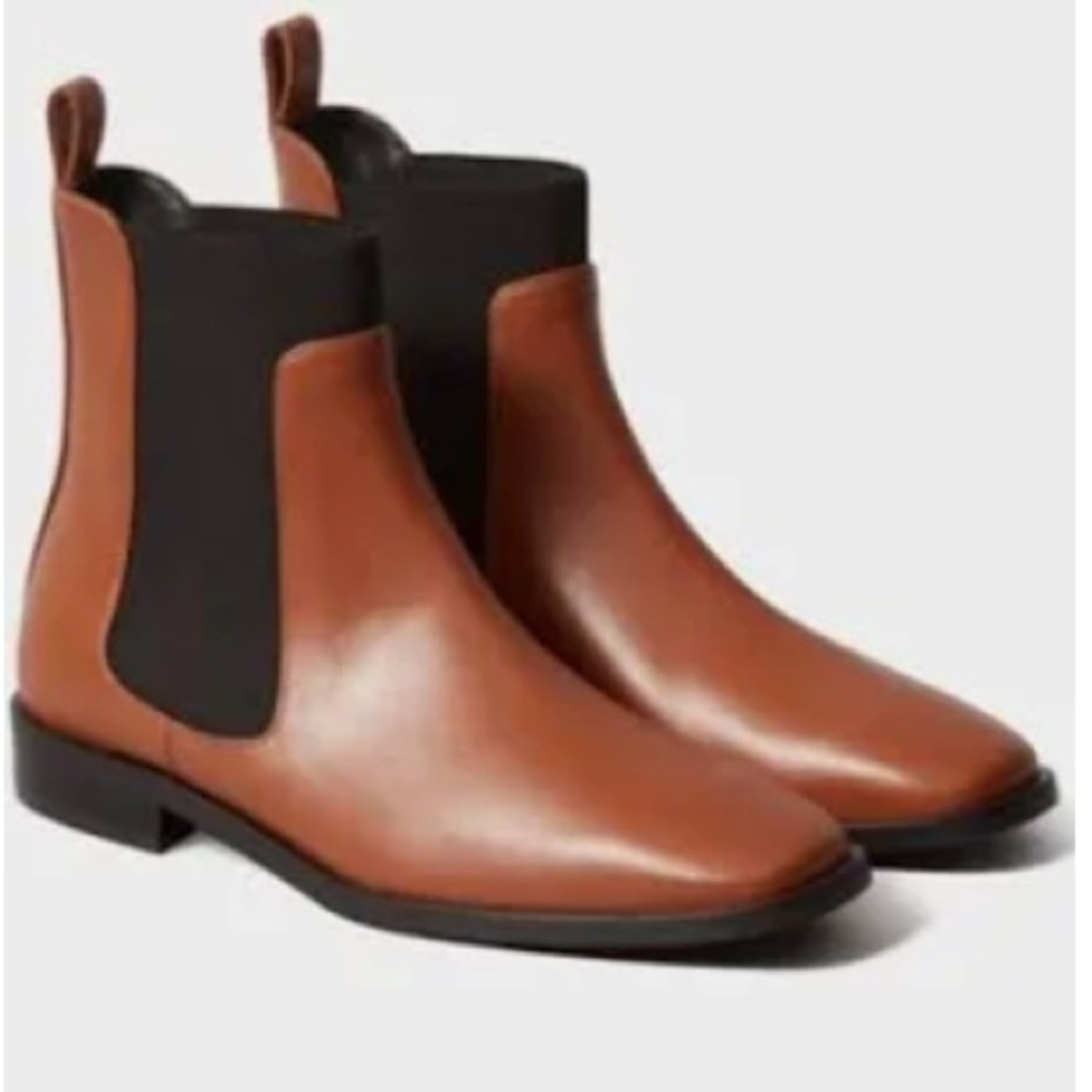 Everlane The Italian Leather Square Toe Ankle Boots Size 8.5